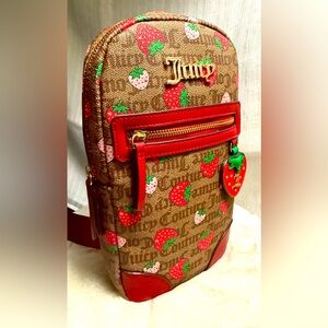 NEW Juicy Couture Brown Red Strawberry Sling Backpack